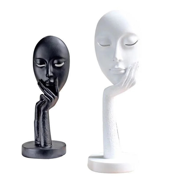 Modern Human Meditators Abstract Lady Face Character Resin Statues