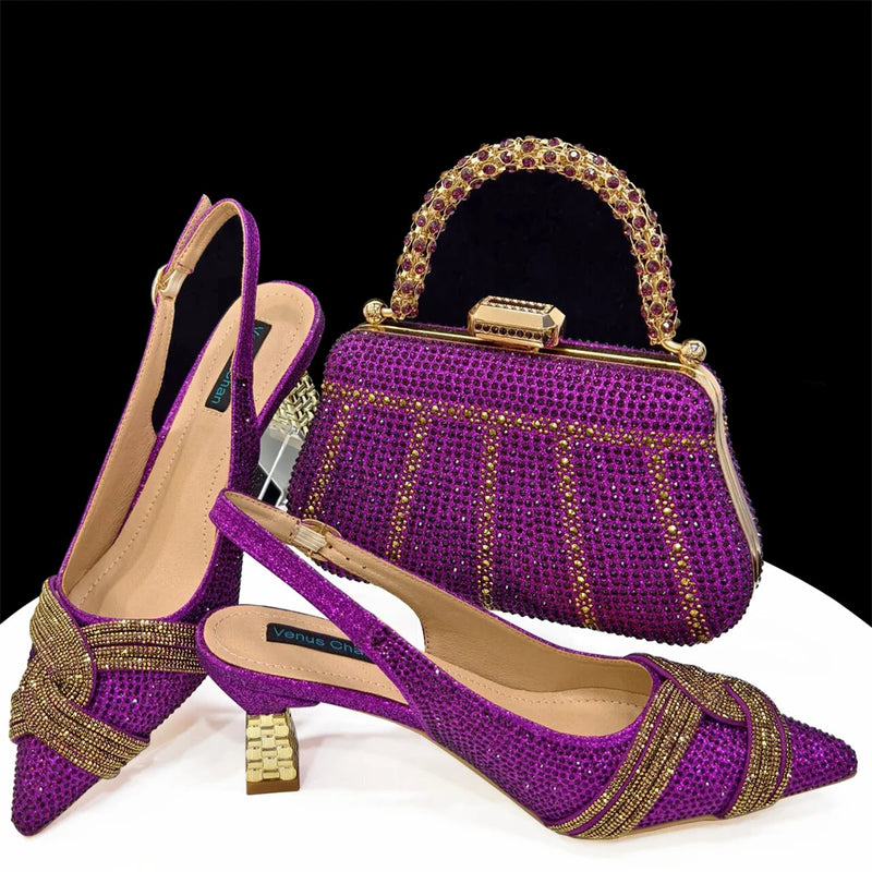 Italian Design Fashion Style Ladies Shoes with Matching Bag Set