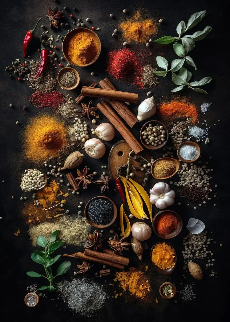 African Modern Grains Spices Spoon Peppers Poster