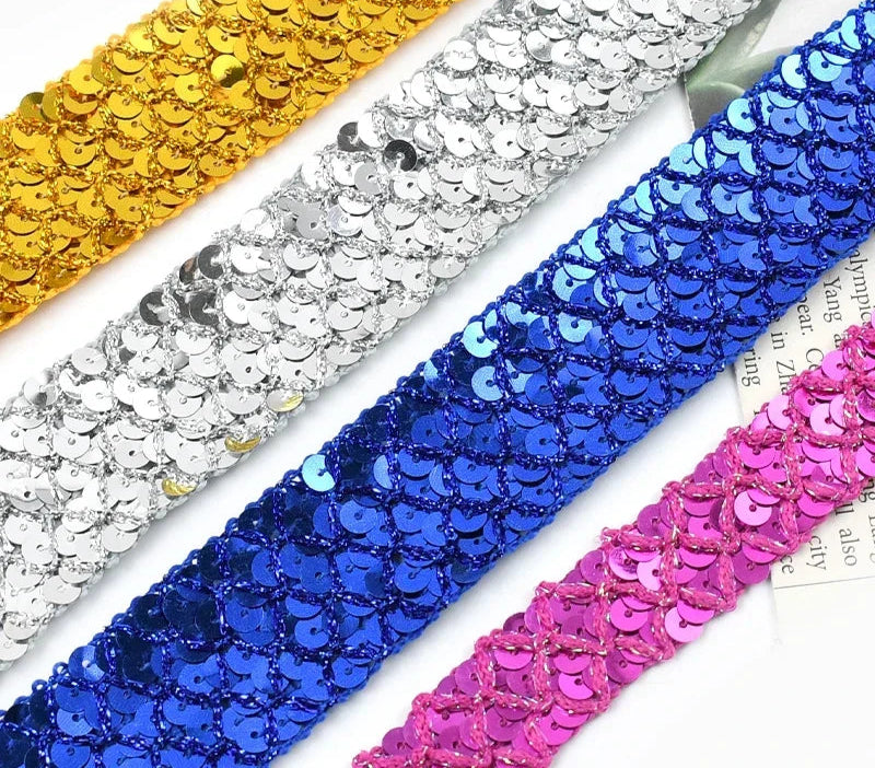 2/5/10M 15/20/35mm Sequin Ribbons Lace