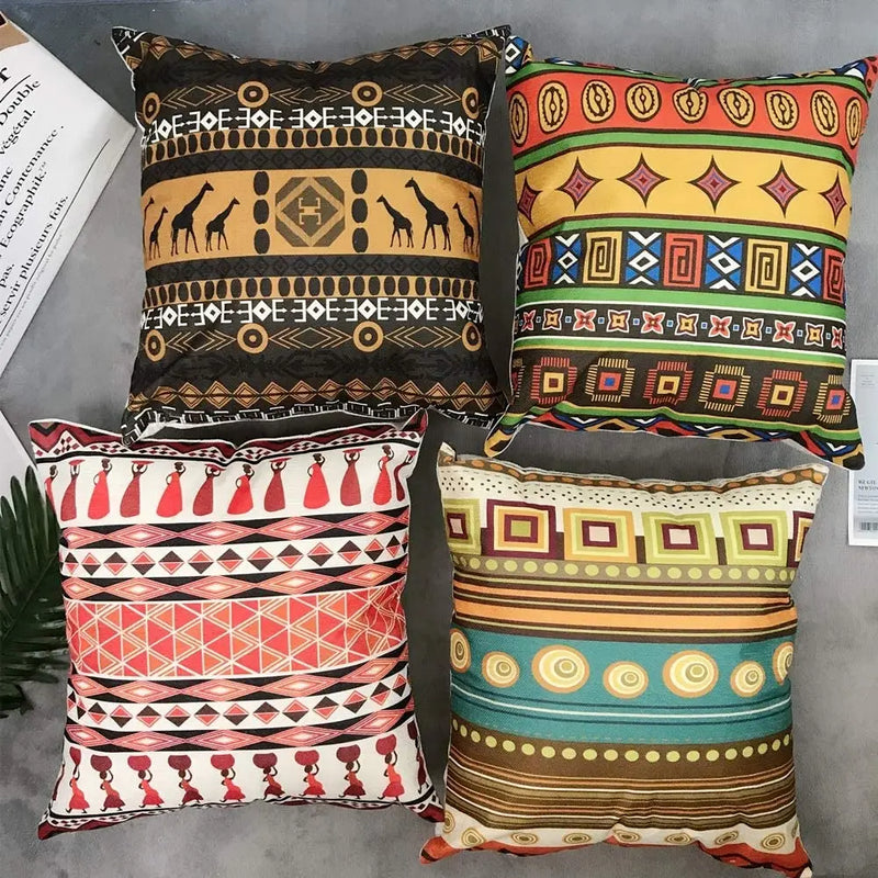 New African Ethnic Style Linen Cushion Cover