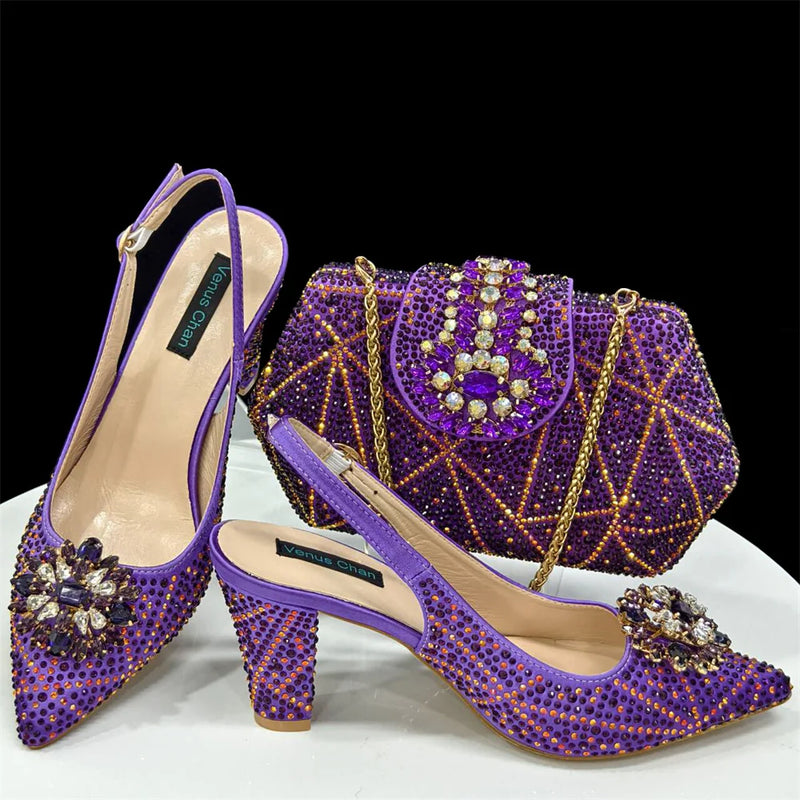 Italian Design Fashion Shoes with Matching Bag Set