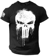 3D Print Military Patriotic Skull Dropped T Shirt