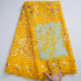 High quality Nigeria  Embroidery Tull Lace Fabric