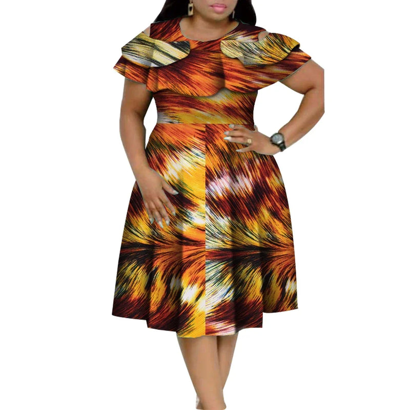 New Bazin Riche African Ruffles Collar Dresses