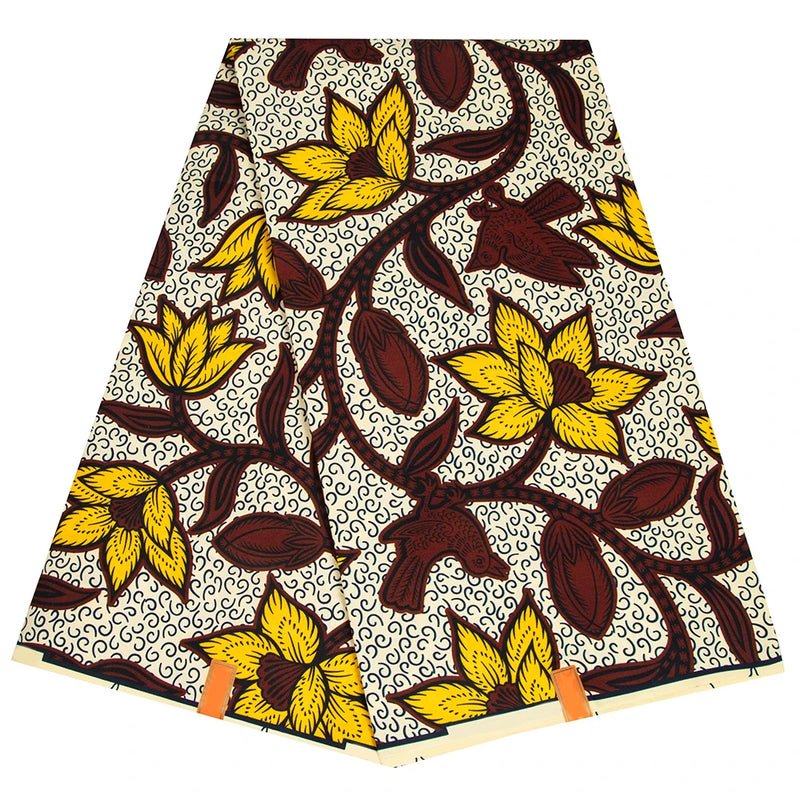 Ankara African Print Leaf Pattern Real Wax