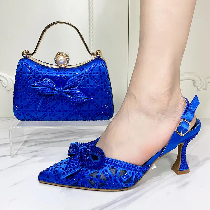 Italian Design Luxury Women's Pointed toe Shoes Bag Set