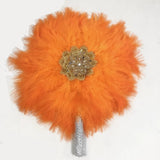 One-Side African Turkey Feather Hand Fan