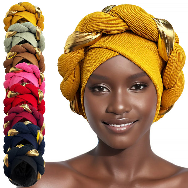 New African Women Pleated Beanie Headwrap Hat