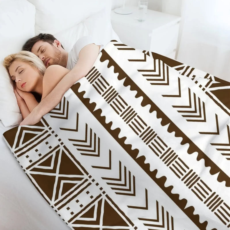 New African White Mud Design Throw Blanket