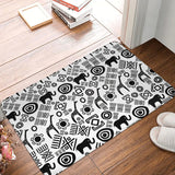 Non-slip Doormat Ethnic African Pattern Black And White Bath Mat