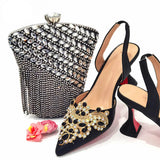 New Gold Woman Shoes And Bag Set