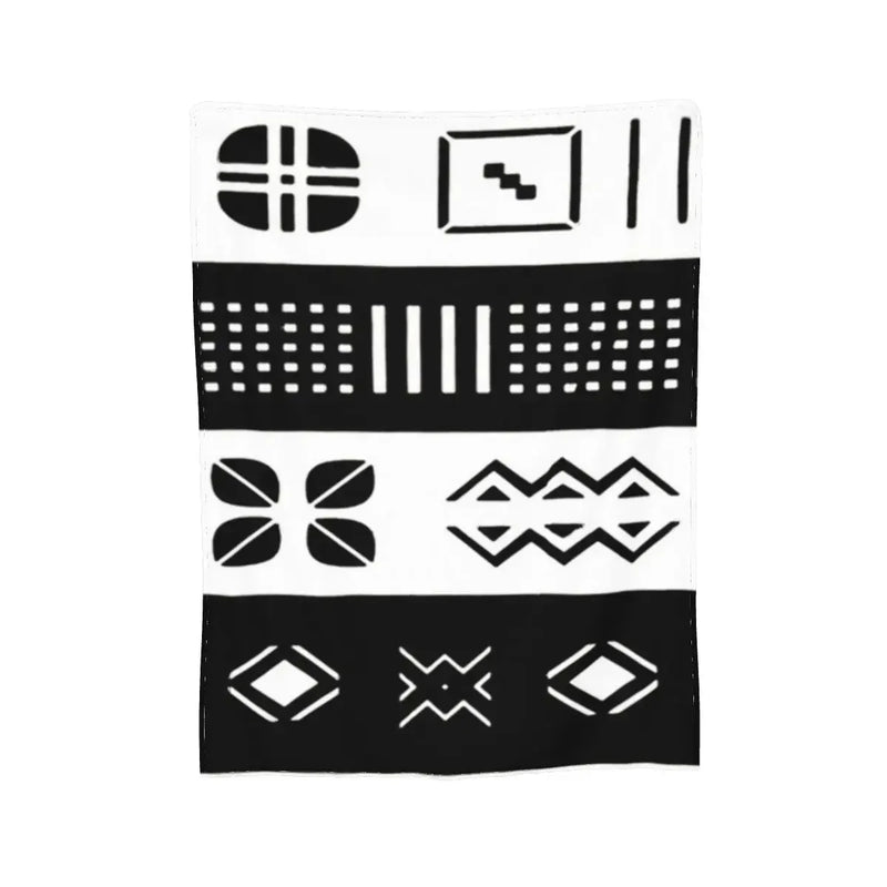 African Bogolan Mudcloth Pattern Blanket