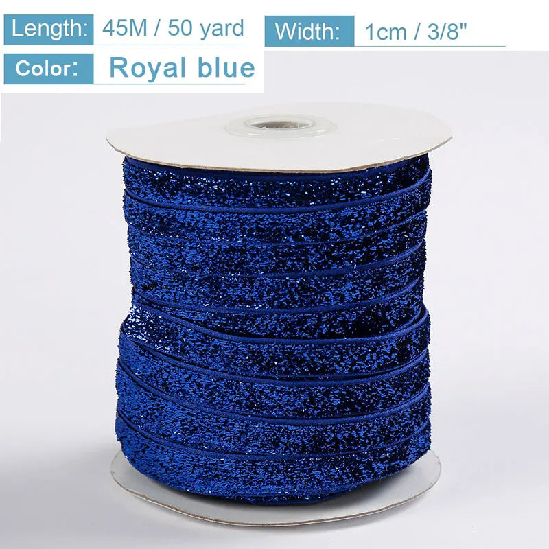 50Yards Metallic Glitter Velvet Ribbon