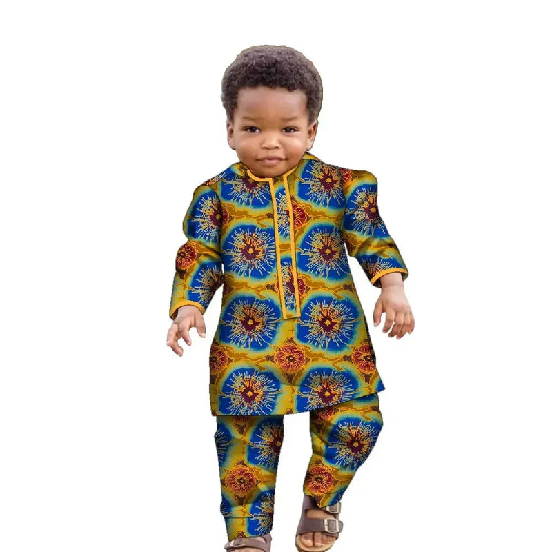 Ankara Fashion Floral Print Boy Suit 2 Pcs Set