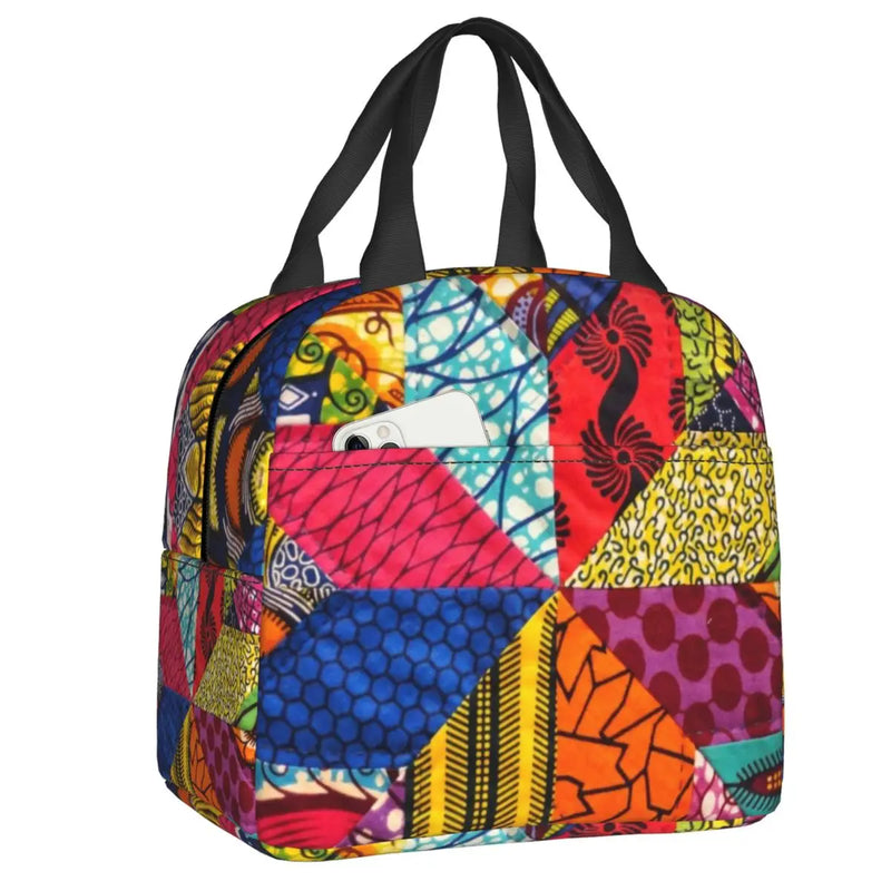 Ankara Dutch Wax Print Thermal Insulated Lunch Bags