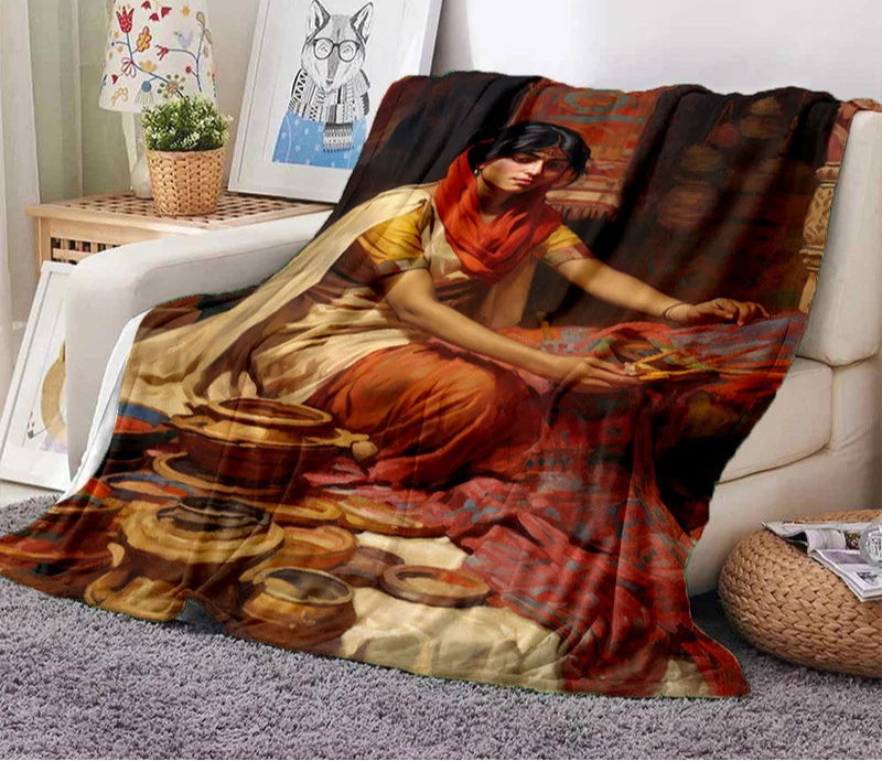 Cartoon Africa Ethiopian Custom Painting Art Soft Flannel Blanket