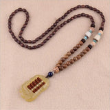 New Style Feather Elephant Wood Beaded Stone Necklace