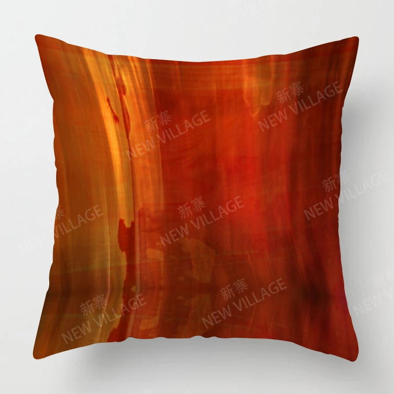 Modern Orange Abstract Geometric Cushion Cover