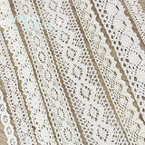 New White Beige Cotton Embroidered Lace