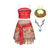 Ocean Adventure Cartoon Role Play Costume Moana Two Pieces Dress