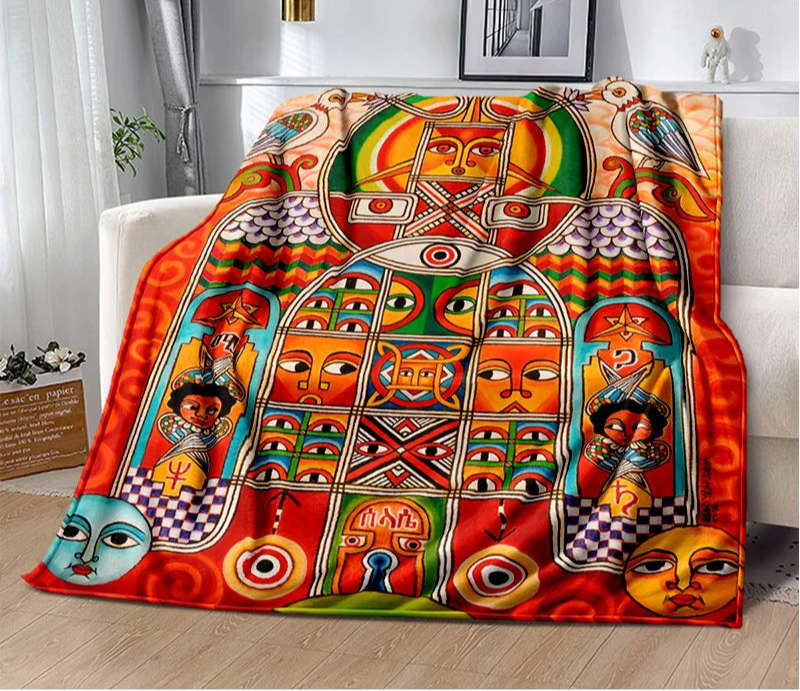 Africa Ethiopian Painting Art Cartoon Blanket