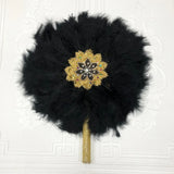 One-Side African Turkey Feather Hand Fan