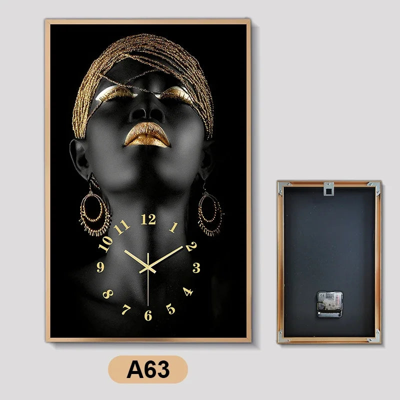 African Beauty Art Wall Clock Home Decor