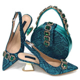 New Arrival Special Style Italian Design African Women Shoes and Bag Set