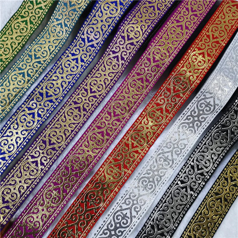 33mm Gold Silver Shining Vintage Ethnic Embroidery Ribbon Boho Lace