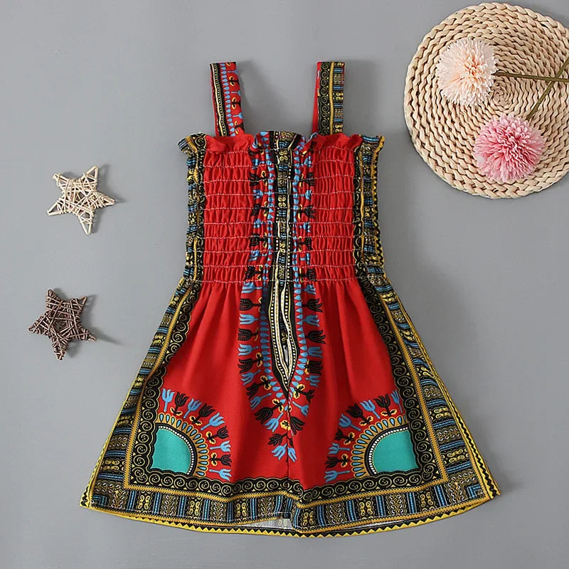 Summer Fashion Style African Children Polyester Printing Dress