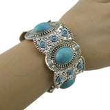 Tribal Ethnic Bohemian Vintage Metal Stone Coin Bracelet