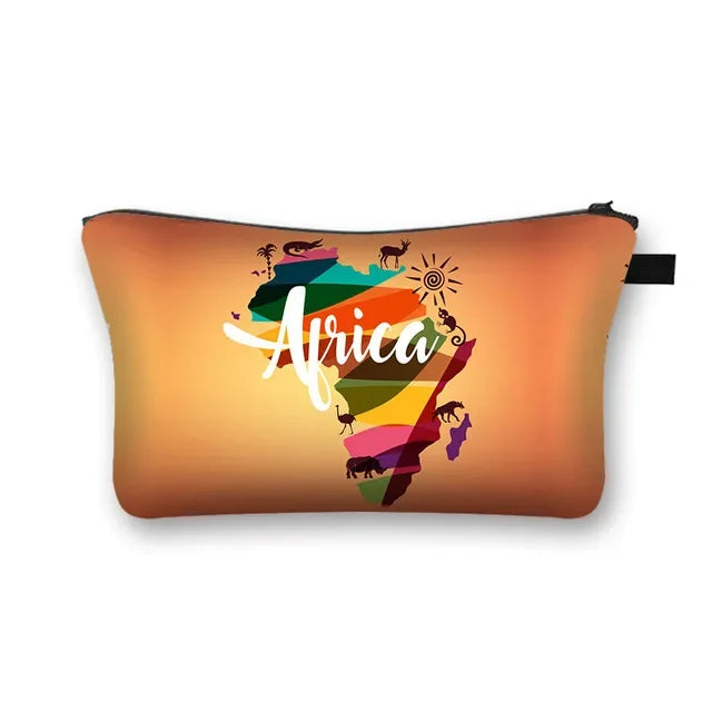 African Woman Print Cosmetic Bag