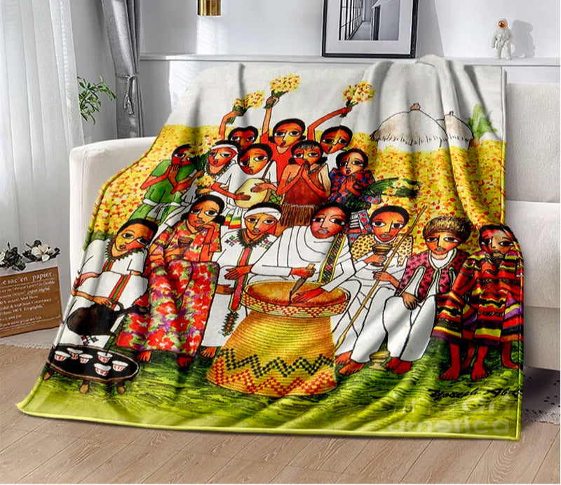 New Cartoon Africa Ethiopian Painting Art Blanket