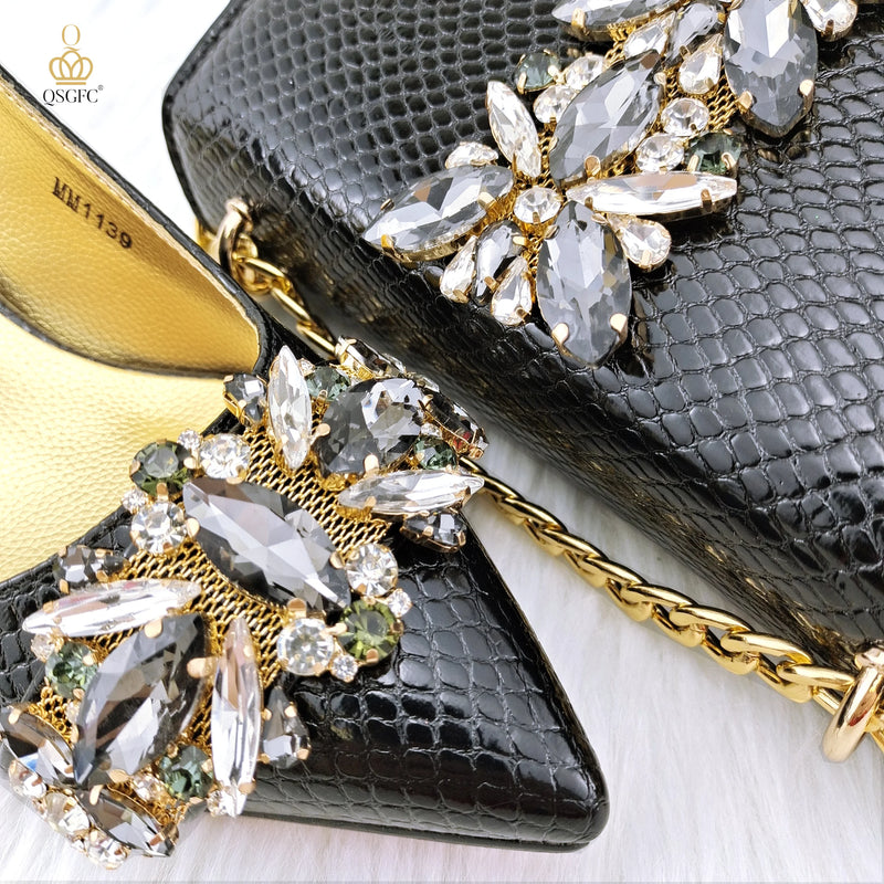 Big Diamond Decoration Shoes and Bag Set