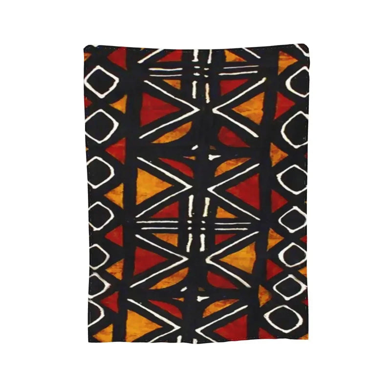 African Bogolan Mudcloth Pattern Blanket