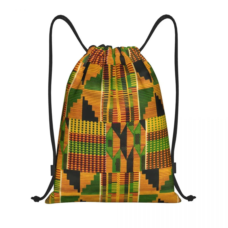 New Wax Print Ankara Kente Pattern Drawstring Bag