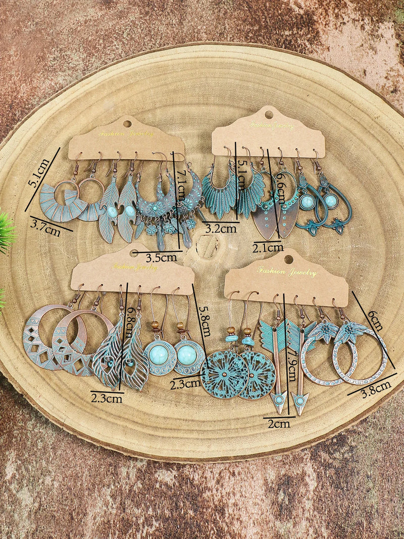 New Ethnic  Bronze Silver Color Earrings Sets