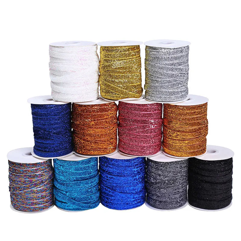 50Yards Metallic Glitter Velvet Ribbon