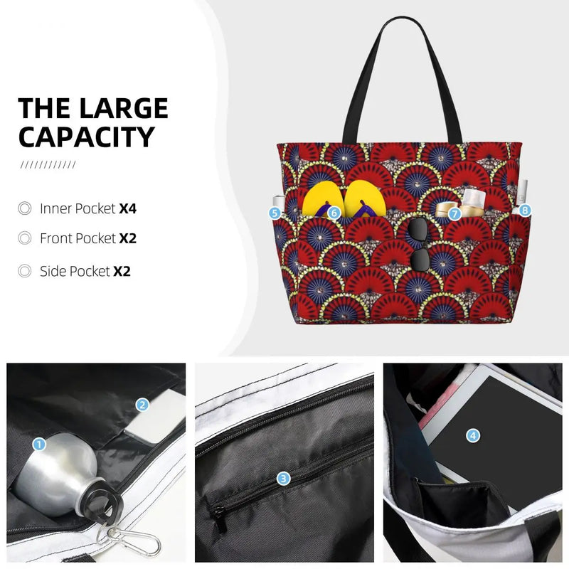 Women Big Capacity African Patterns Beach Gym Travel Bags