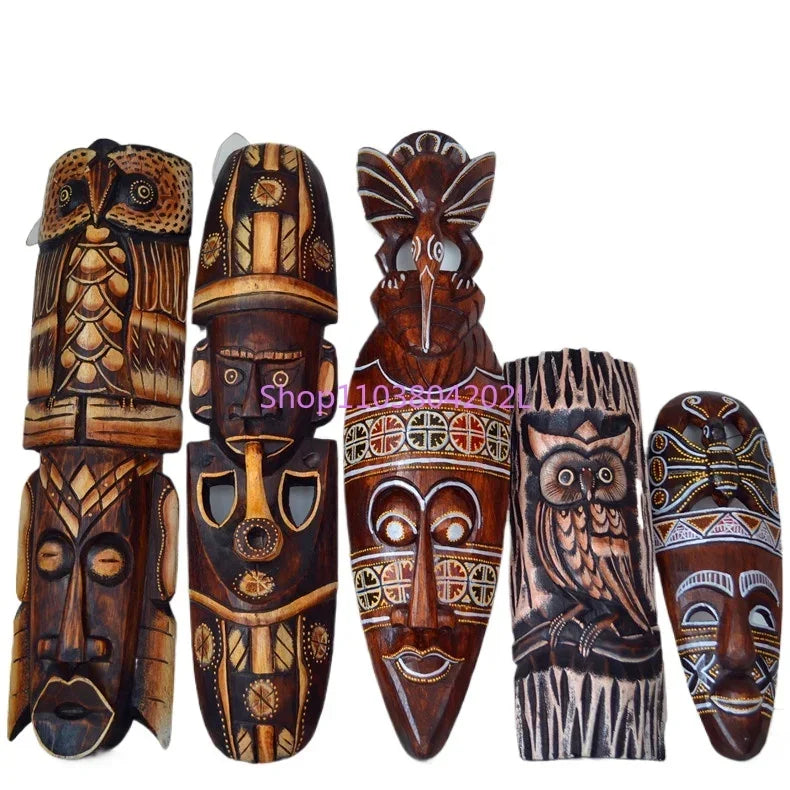 Thailand Solid Wood Carving African Mask Decoration