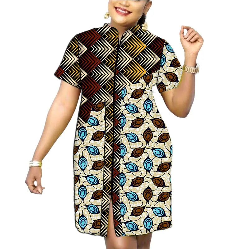 African Fashion Stand Collar Dress