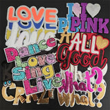 Letter Patch Good LOVE Pink What Sequins deal  it T-shirt