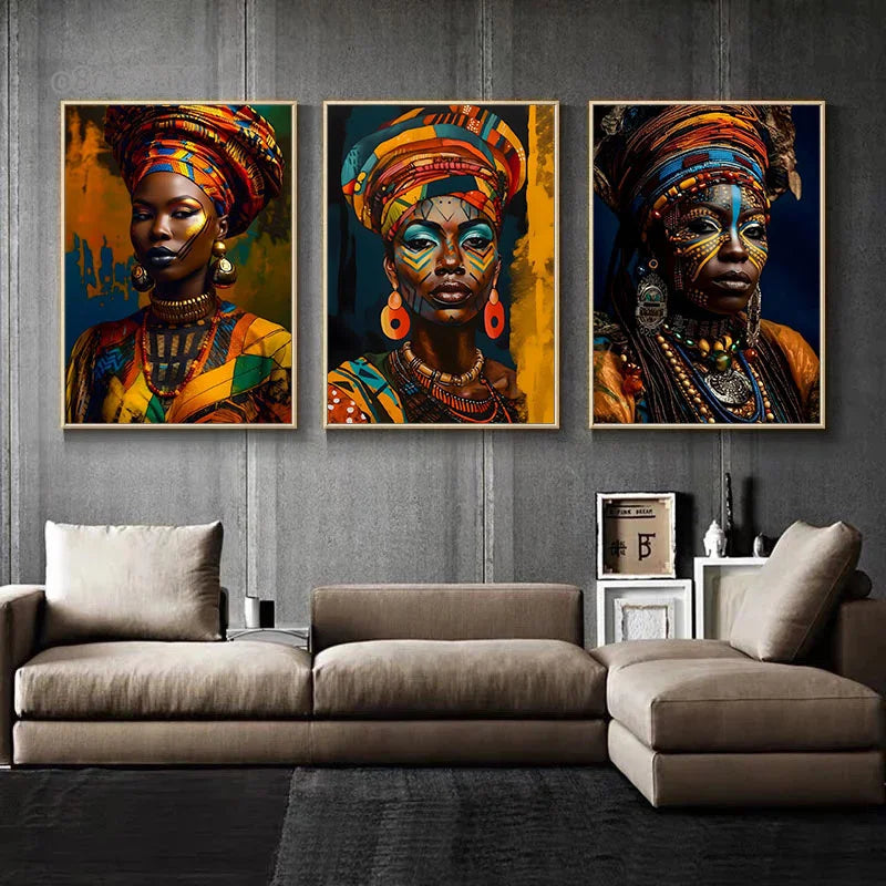 African Queen Abstract Art Canvas Painting Posters