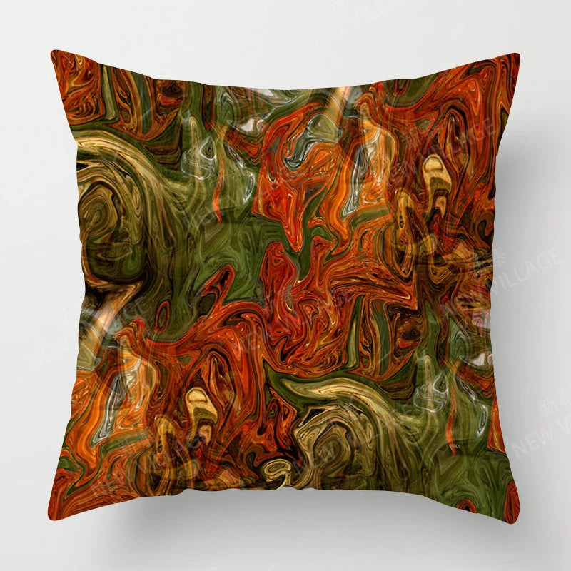 Modern Orange Abstract Geometric Cushion Cover