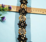 New Black Gold Glass Beaded Sequin Imitation Handmade Mesh Lace