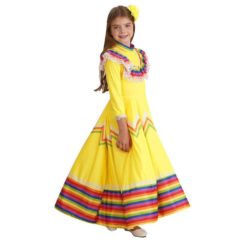 Kids Mexican Style Costume Traditional Jalisco Dresses