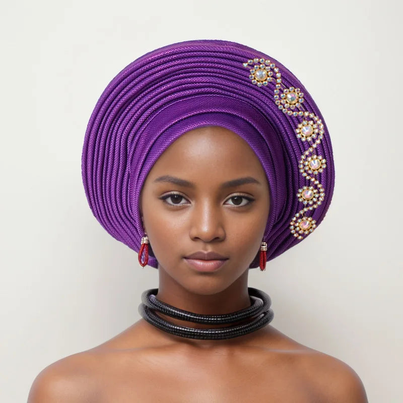 Women Aso Oke Fabric Muslim Headwear