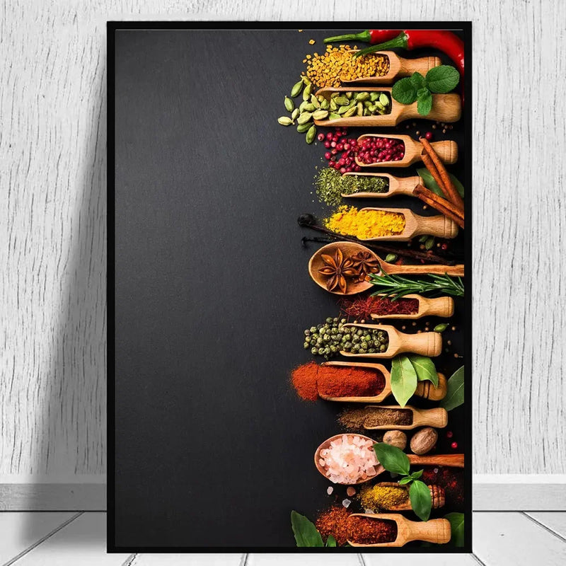 African Modern Grains Spices Spoon Peppers Poster