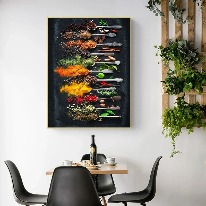 African Modern Grains Spices Spoon Peppers Poster